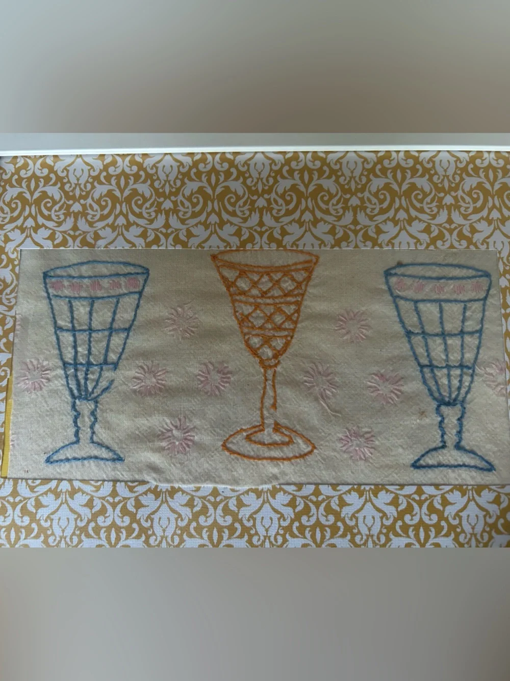 6 Vintage needlepoint framed kitchen prints